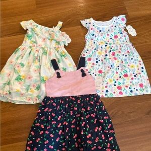 Floral and Cherry Print Kids Dress Set